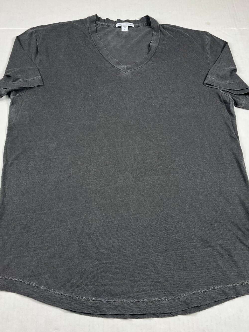 James Perse Mens Basic T-Shirt Gray Short Sleeve V-Neck Top Relaxed Fit Tee 1 S